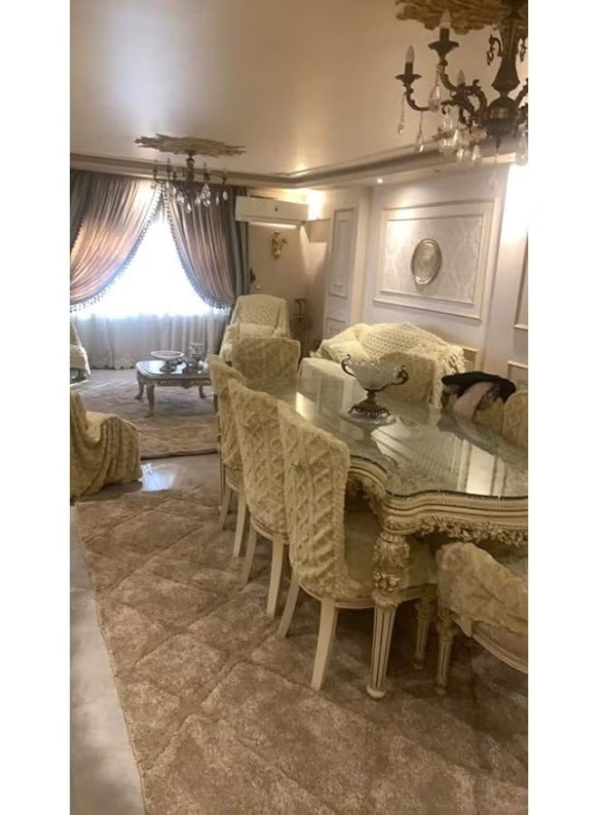 Jacquard dining chair covers - set of 6 chairs beige